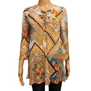 Isabel Hayley Floral Sheer Boho Blouse Size S